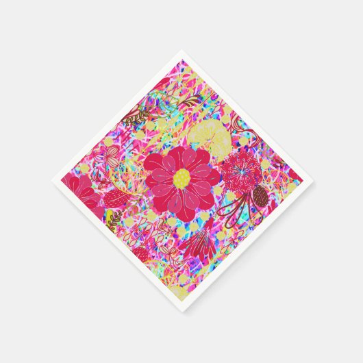 Serviette En Papier Fleurs vives et colorées (Coin)