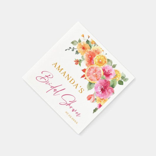 Serviette En Papier Fleurs vives Festive Fête des mariées en agrumes t (Coin)