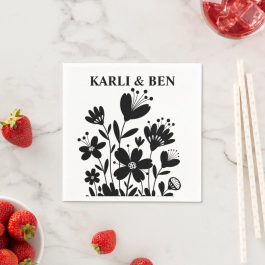 Serviette En Papier Fleurs Whimsical (En situation)