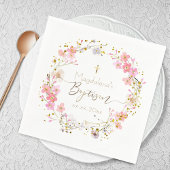 Serviette En Papier fleurs wreath Baptême