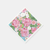 Serviette En Papier Fleuve rose (Coin)