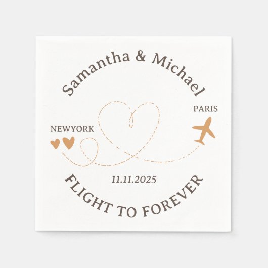 Serviette En Papier Flight Plane Travelling heart Wedding (Devant)