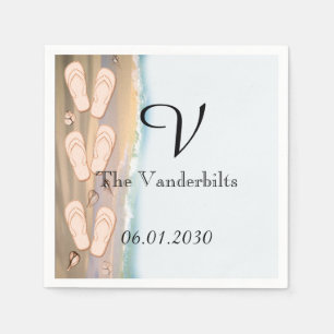 Serviette En Papier Flip Flops sur le mariage de plage