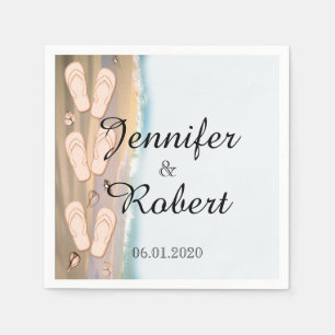 Serviette En Papier Flip Flops sur le mariage de plage