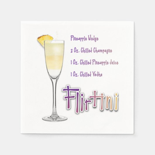Serviette En Papier Flirtini ananas Mimosa Cocktail Recette Art (Devant)
