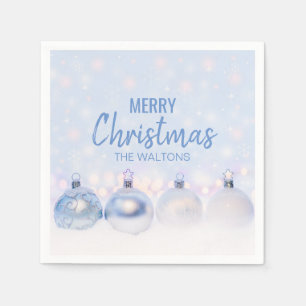 Serviette En Papier Flocon blanc bleu personnalisé Joyeux Noël