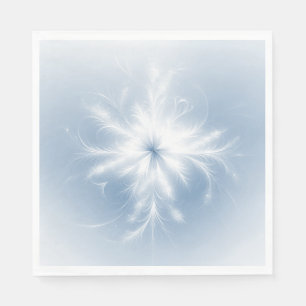 Serviette En Papier Flocon Blanc Élégant Sur Fond Bleu
