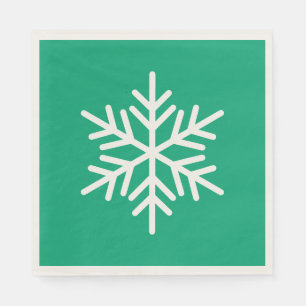 Serviette En Papier Flocon de neige alpin blanc festif sur fond bleu v