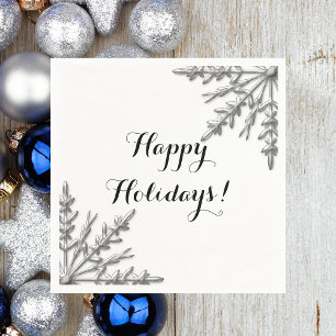 Serviette En Papier Flocon de neige argenté d'hiver de Faux bonnes