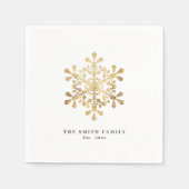 Serviette En Papier Flocon de neige artificiel faux or Noël (Devant)