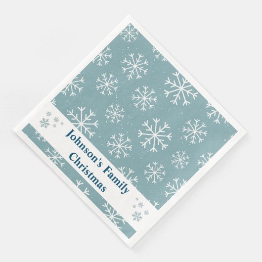Serviette En Papier Flocon de neige bleu moderne (Coin)