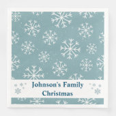 Serviette En Papier Flocon de neige bleu moderne (Devant)
