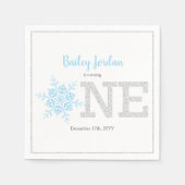 Serviette En Papier Flocon de neige Blue & Silver Parties scintillant  (Devant)