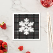 Serviette En Papier Flocon de neige classique gris et noir en plaid mo (En situation)