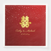 Serviette En Papier Flocon de neige de mariage chinois rouge rayonnant (Devant)