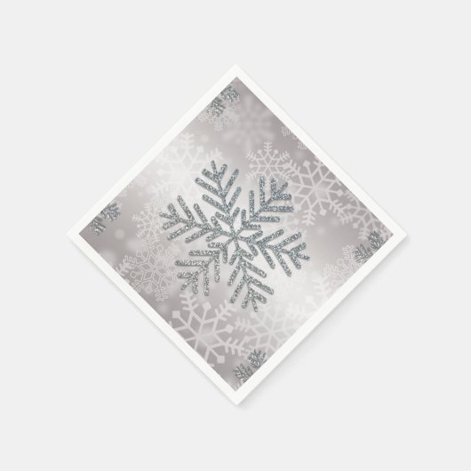 Serviette En Papier Flocon de neige de vacances avec Parties scintilla (Coin)