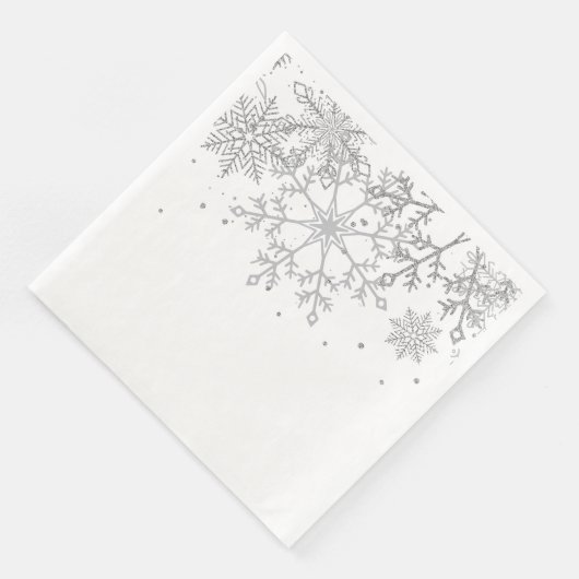 Serviette En Papier Flocon de neige gris argenté en hiver (Coin)