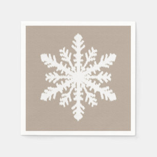 Serviette En Papier Flocon de neige Ikat - Taupe tan et blanc
