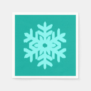 Serviette En Papier Flocon de neige Ikat - Turquoise et aqua