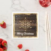 Serviette En Papier Flocon de neige rustique Gold Joyeux Noël papier (En situation)