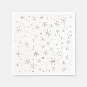 Serviette En Papier Flocon de neige Twinkle -gris argenté et blanc-