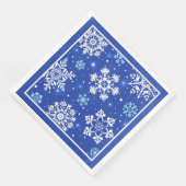 Serviette En Papier Flocons blancs sur fond bleu (Coin)