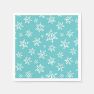 Serviette En Papier Flocons blancs sur motif bleu d'hiver