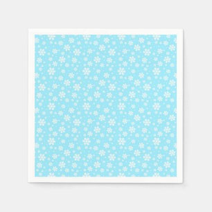 Serviette En Papier Flocons blancs sur motif d'hiver bleu clair