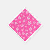 Serviette En Papier Flocons blancs sur motif hiver rose (Coin)