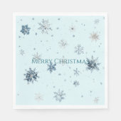 Serviette En Papier Flocons de neige bleus de Noël (Devant)