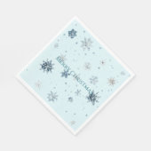 Serviette En Papier Flocons de neige bleus de Noël (Coin)