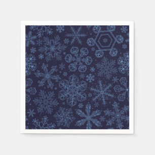 Serviette En Papier Flocons de neige bleus sur fond bleu