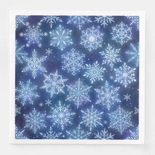 Serviette En Papier Flocons de neige de magie d'hiver ciel bleu profon