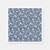 Serviette En Papier Flocons de neige de Noël bleus motif cerf (Devant)