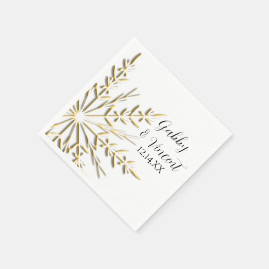 Serviette En Papier Flocons de neige dorés Mariage d'hiver (Coin)
