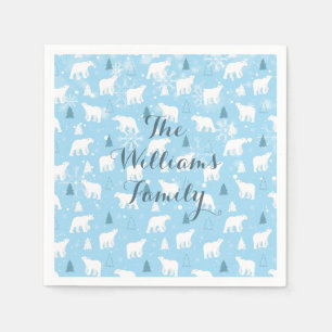 Serviette En Papier Flocons de neige d'ours polaire Personnalisés
