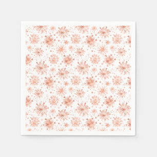 Serviette En Papier Flocons de neige en or rose sur fond blanc