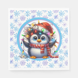 Serviette En Papier Flocons de neige et manchot