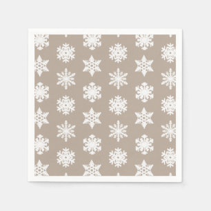 Serviette En Papier Flocons de neige Ikat - Taupe et blanc