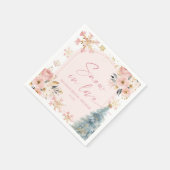 Serviette En Papier Flocons de neige roses pour une douche de mariage (Coin)