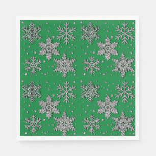 Serviette En Papier Flocons de neige scintillants à paillettes d'argen