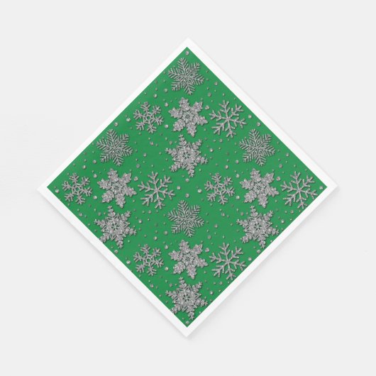 Serviette En Papier Flocons de neige scintillants à paillettes d'argen (Coin)