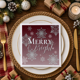 Serviette En Papier Flocons de Noël Rouges Gais et Lumineux
