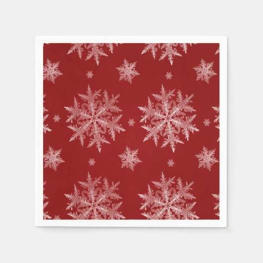 Serviette En Papier Flocons Rouges Fêtes de Noël (Devant)