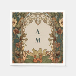 Serviette En Papier Flora Mariage Vintage Art Nouveau