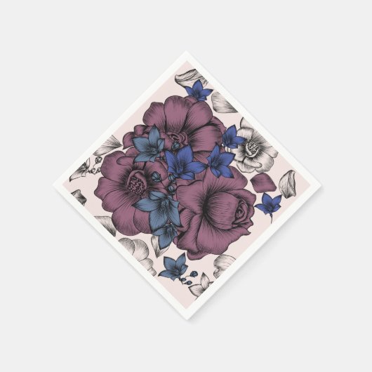 Serviette En Papier Floral (Coin)