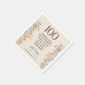 Serviette En Papier Floral 100th Birthday – Elegant Wildflowers (Coin)