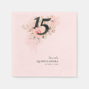 Serviette En Papier Floral 15e anniversaire Quinceanera Papier rose