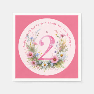 Serviette En Papier Floral 2e anniversaire Custom Deux fées princesse