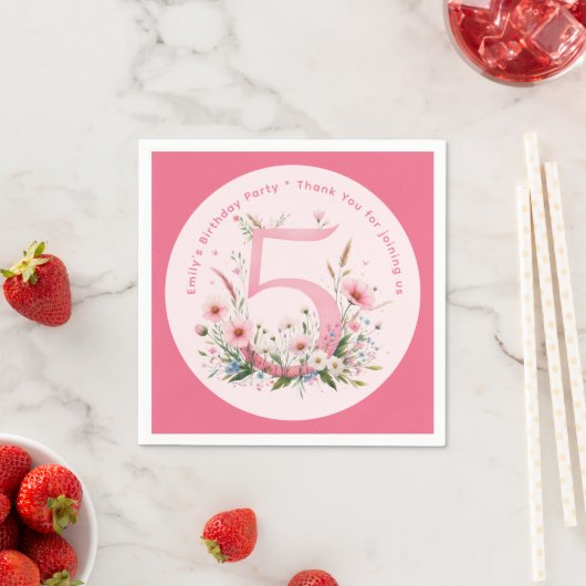 Serviette En Papier Floral 5e anniversaire Custom Cinq fées princesse (En situation)